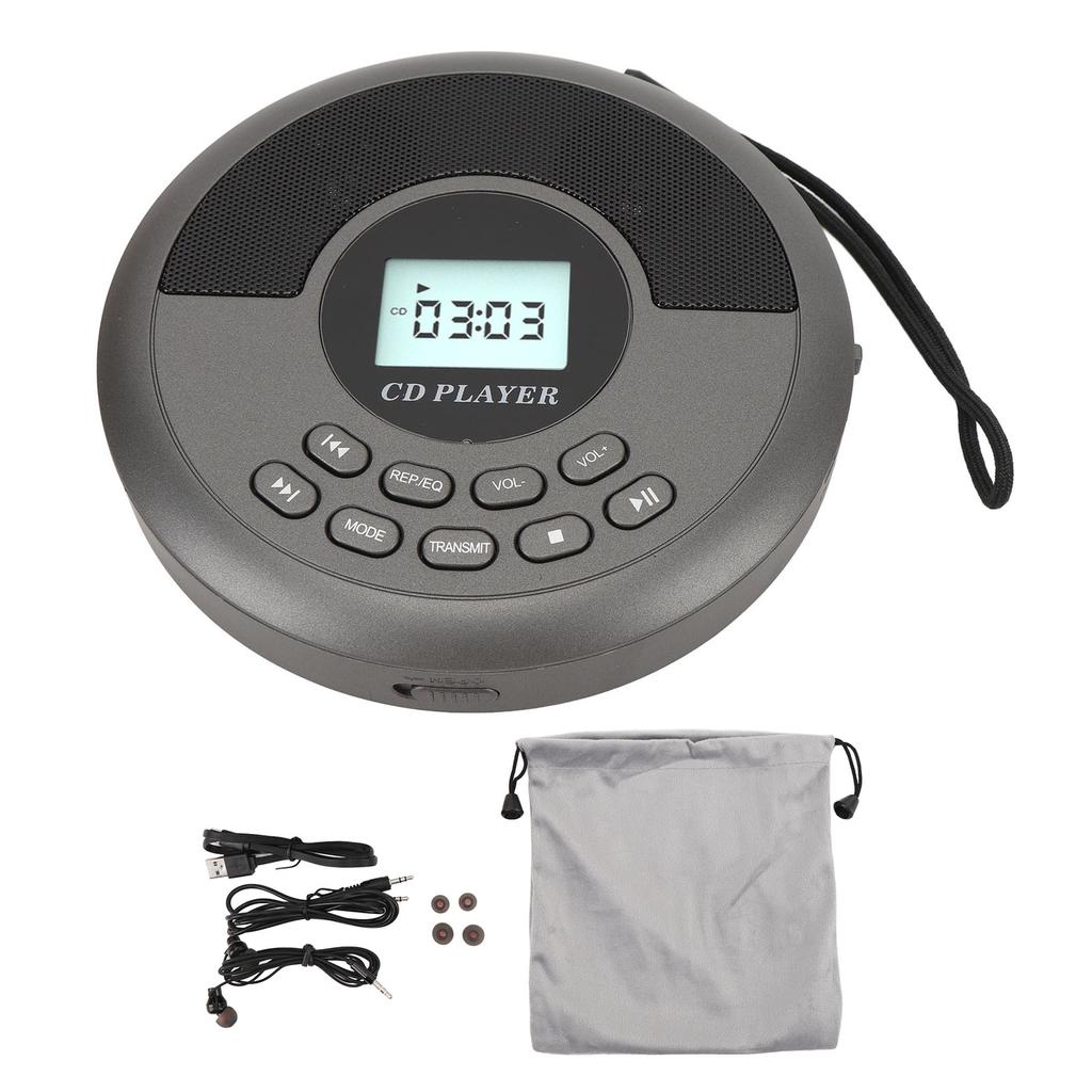 Portable CD Player USB BT Dual Speaker Rechargeable Disc Player for Home Car Travel Outdoor