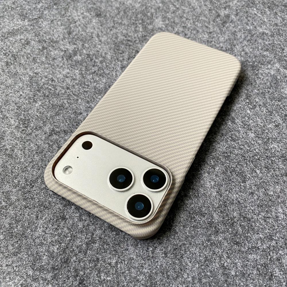 UltraThin Borderless PC Carbon Fiber Phone Case For iPhone 17 Air 16 15 14 13 12 Plus Pro Max Kevlar Texture Bumper Cover