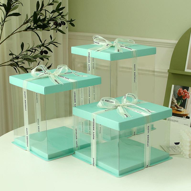 Transparent Cake Boxs Large Gifts Packaging Gifts Box Packing Supplies Bakery Wrapping Boxes Wedding Birthday Party Supplies