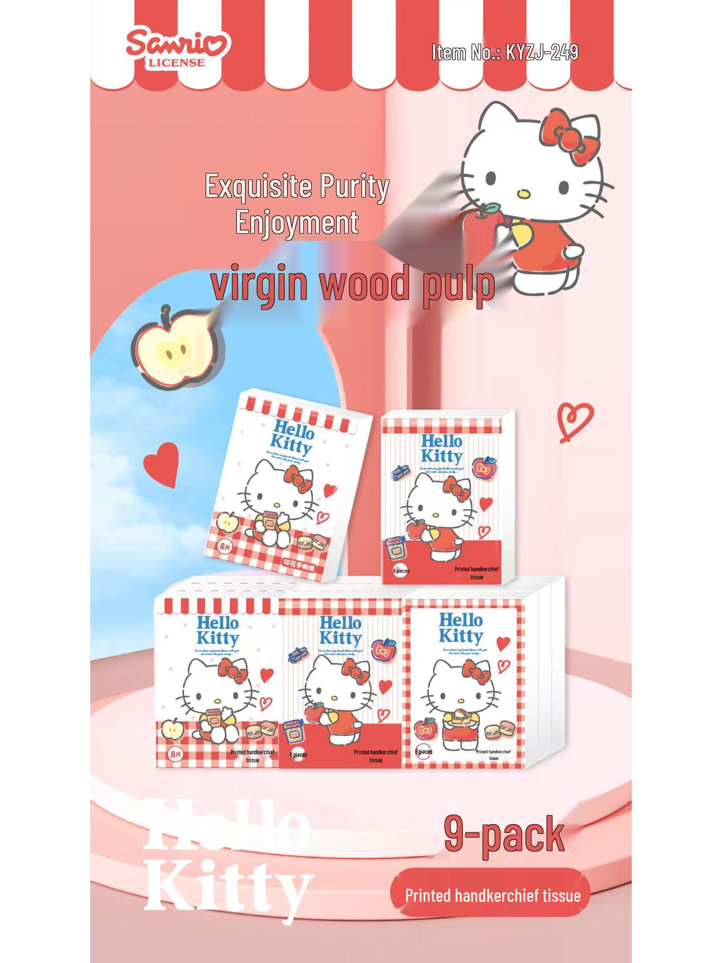 Sanrio Cloud-Soft Unscented Handkerchief Paper Towels, Three-Layer, Portable Pack for On-the-Go Use