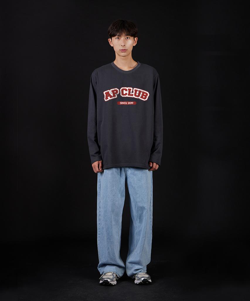 ASTRAL PROJECTION Ap Club Oversized Long Sleeve T-Shirt_Charcoal
