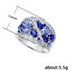 New recommendation, luxury group setting blue zircon women's hollow ring, prom party accessories