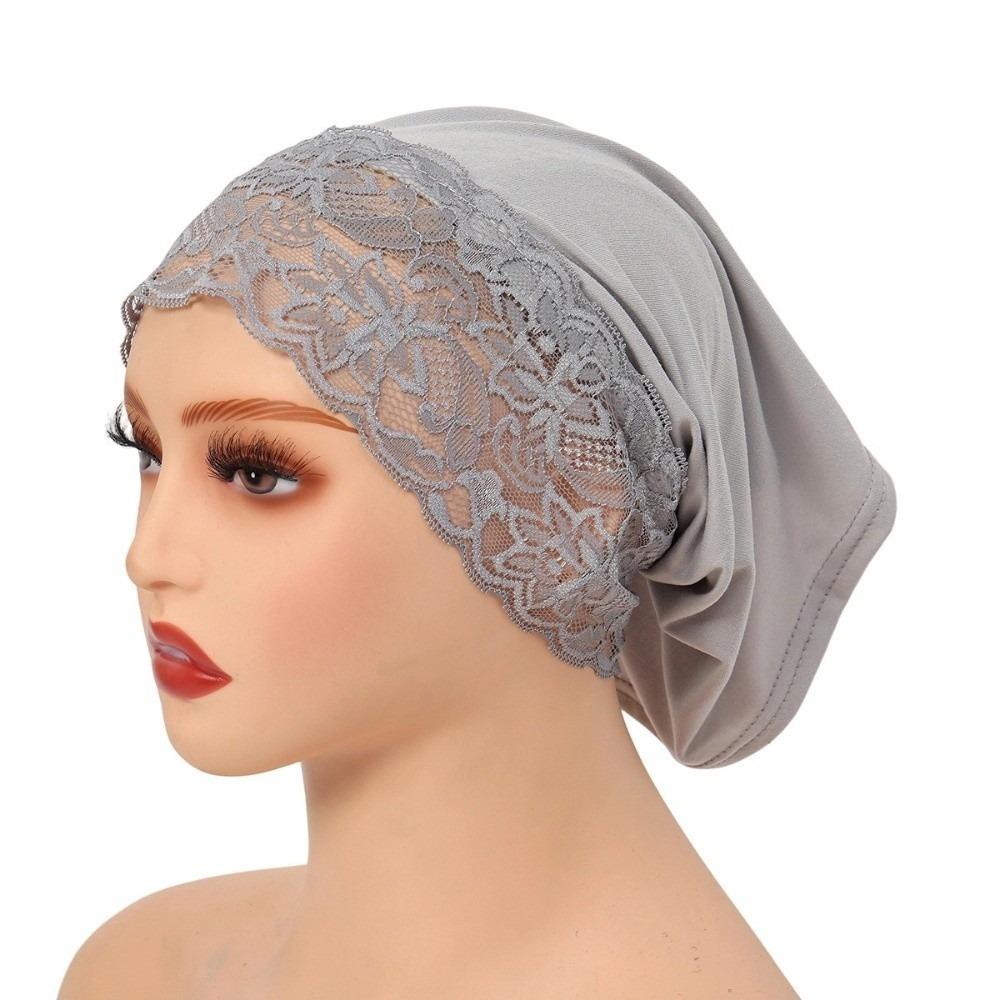 Solid Color Hijab Cap Elegant Undercap Comfortable Fit Pullover Hat  Women Headwear