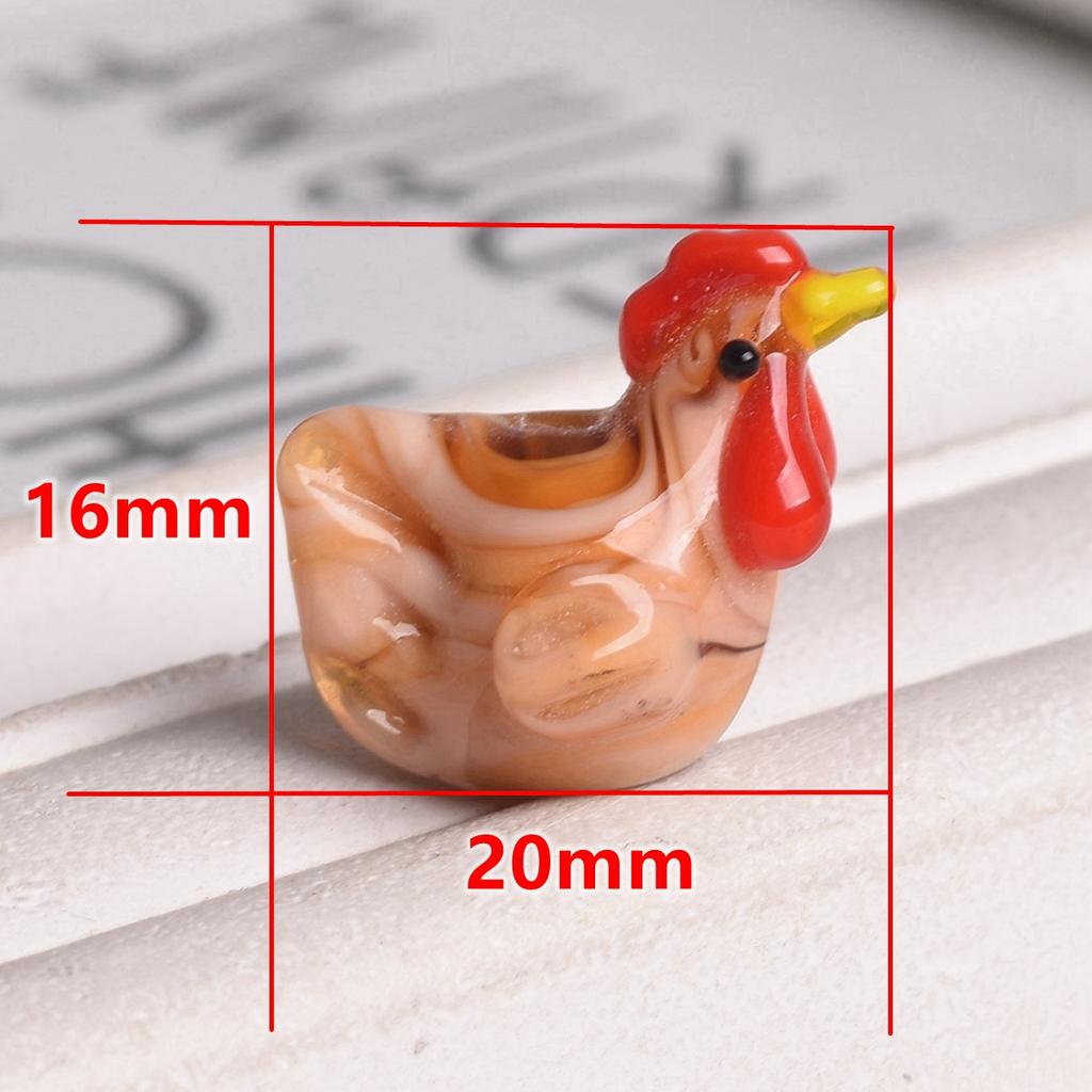 2pcs Cock Rooster Hen Shape Handmade Lampwork Glass Loose Beads For Jewelry Making Accessories DIY Crafts Findings