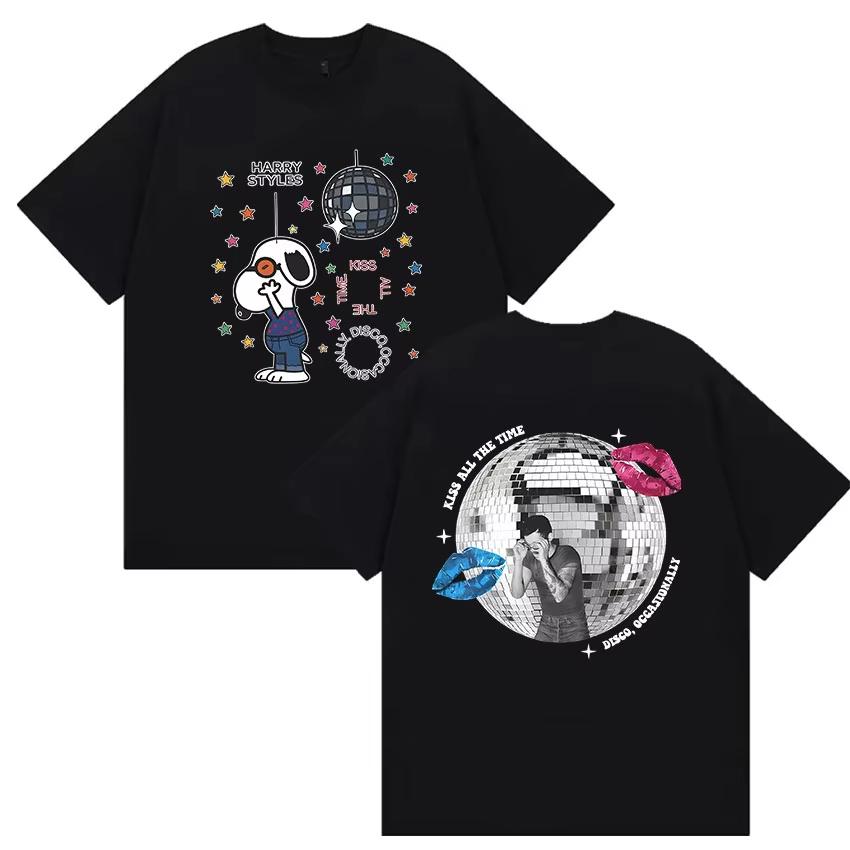 

Harry Styles Kiss All The Time Disco Occasionally Tour 2026 T Shirts Unisexs Women Summer Fashion Cotton Short Sleeve Tshirt XL
