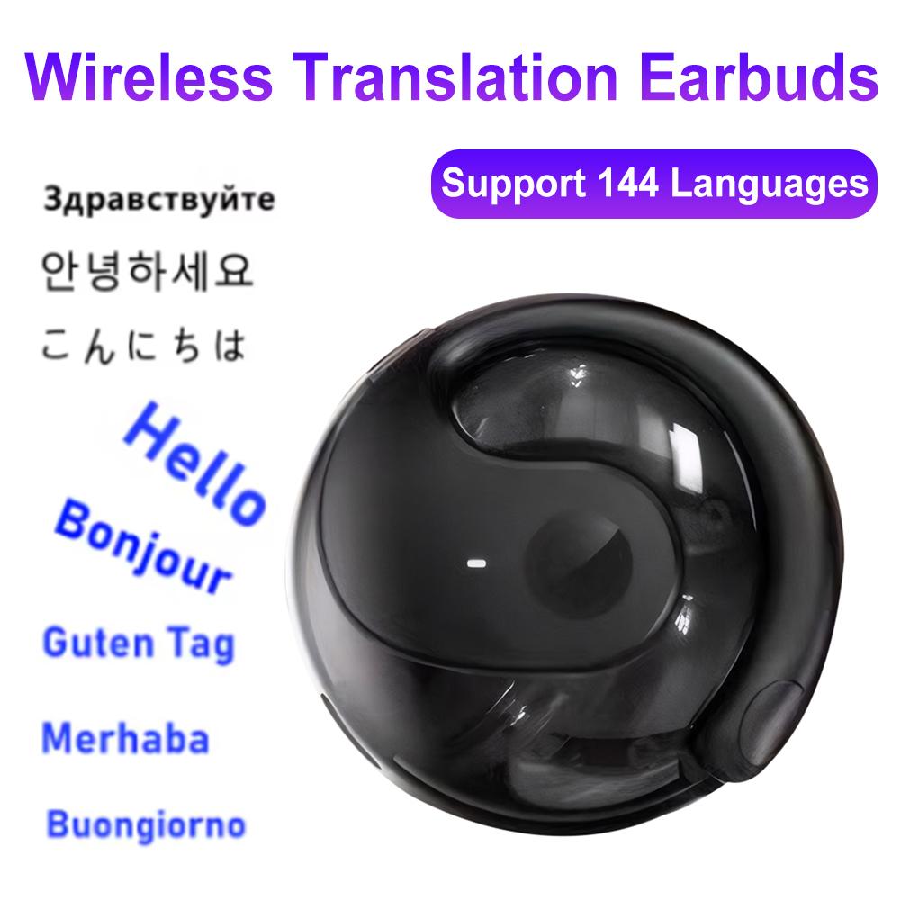 AI Translator Earbuds Bluetooth 5.4 Noise Cancelling Two-Way Voice Translator Ear Hook 144 Languages Translation Earphones