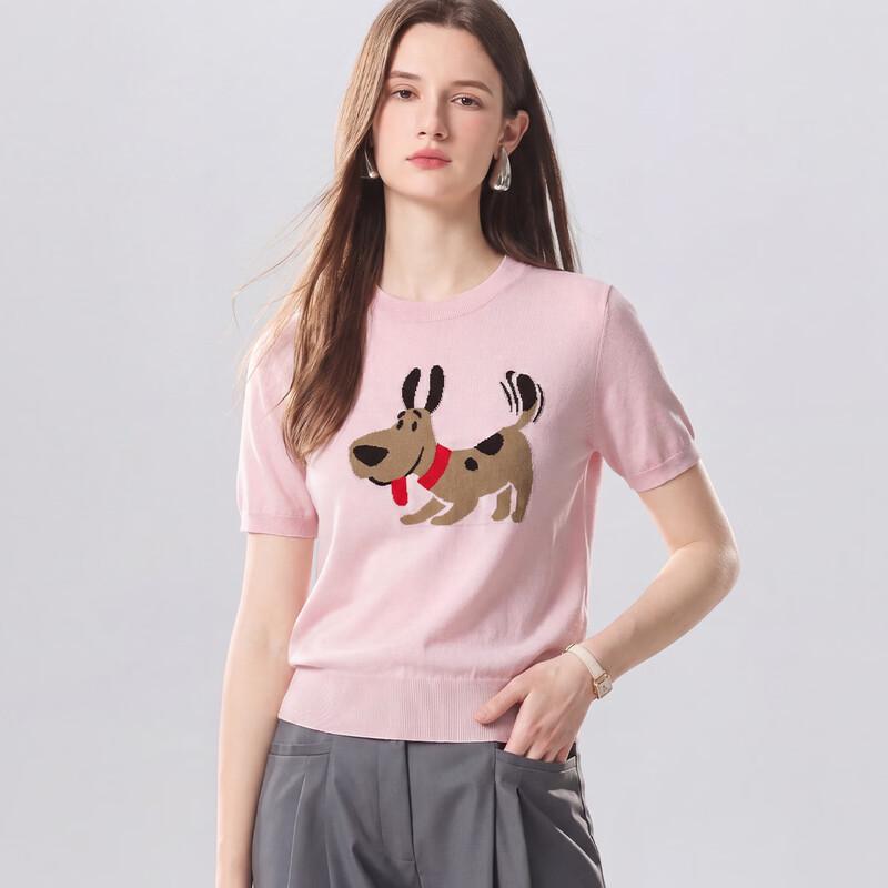 Snowforte Women s Silk Blend Cartoon Jacquard Knit T-Shirt M