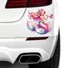 QT2373#15cm Whimsical Mermaid Playing Trombone Vibrant Pink Hair Car Sticker for Laptop, Truck,Motorcycle, Window