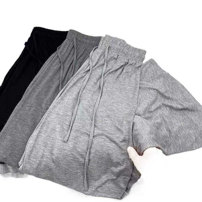 Women's Plus Size Summer High-Waist Modal Wide-Leg Pants - Lightweight, Loose Fit, Straight Leg Ice Silk