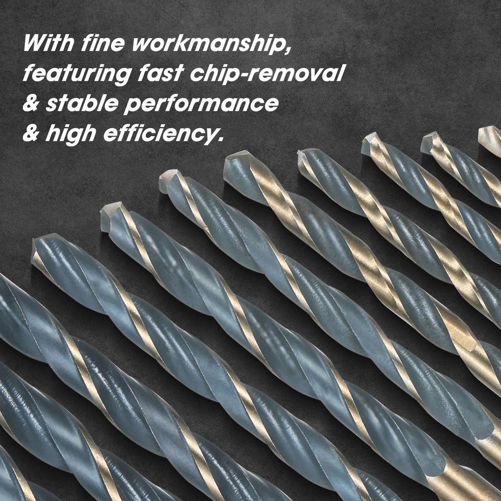 13Pcs High-Speed Steel Drill Bit Hard Metal HSS Twist Bit Stainless Steel Drilling Twist Drill Set with Storage Case