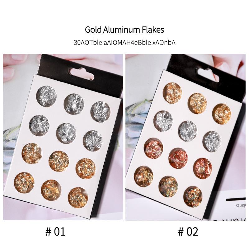 Nail Art Ultra Thin Gold Silver Tin Foil 12 Grid Nail Art Gold Silver Foil Color Tin Foil Set