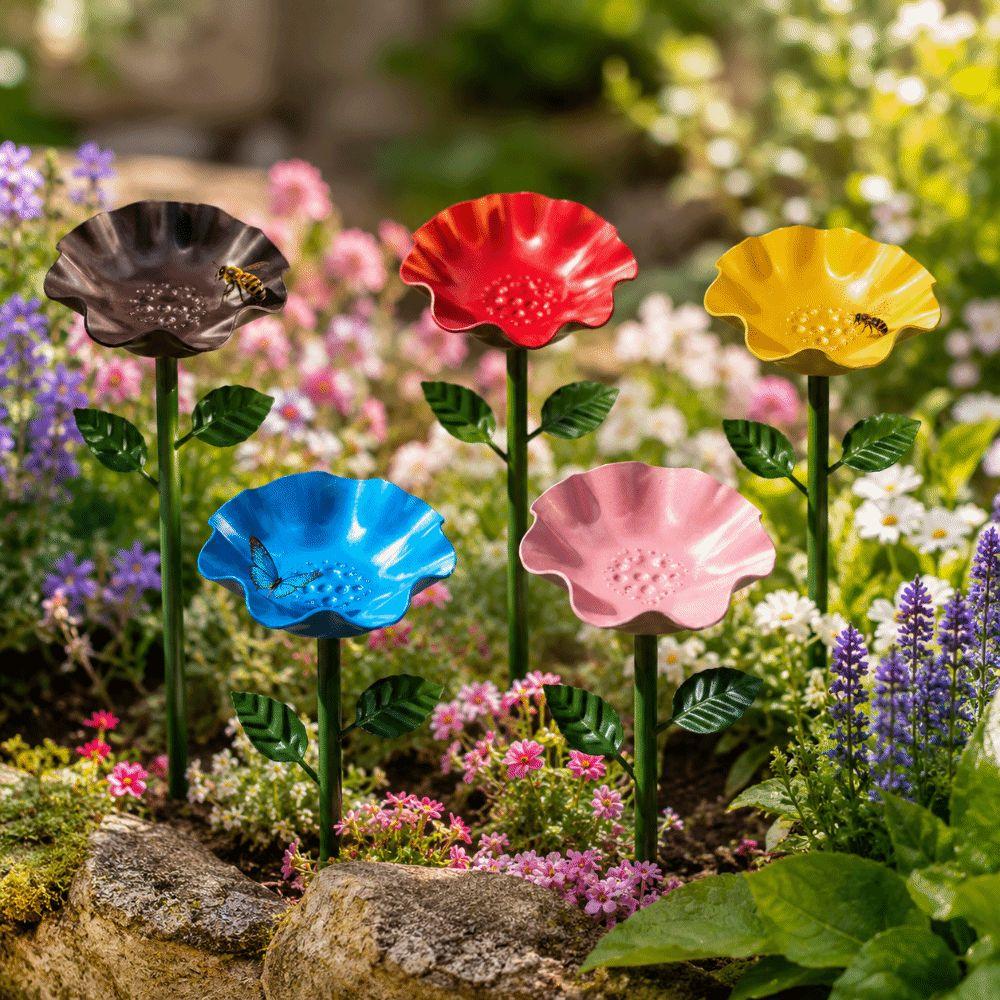 Ornamental Horticulture Bee Butterfly Watering Station Flower Shape Bird Bath Wildlife Garden