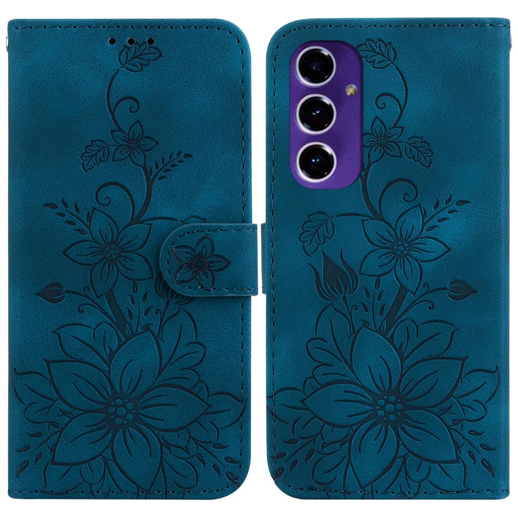 For Samsung Galaxy A16 5G/A16 4G Case Lily Flower Imprint Leather Phone Cover with Stand