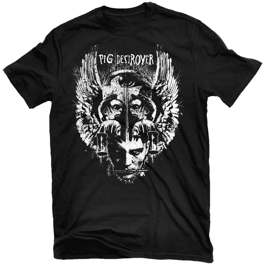 Jef Whitehead Design Pig Destroyer Rock Band Graphic Tee  Cotton Round Neck Casual Unisex Tshirt Summer Top