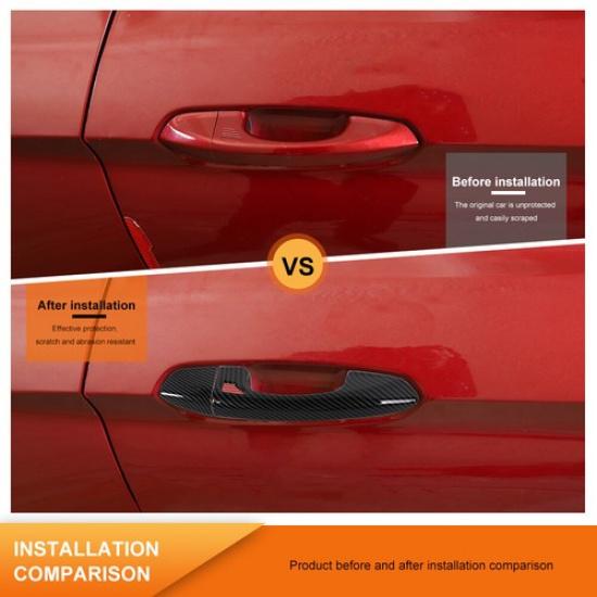 2PCS Carbon Fiber Door Handle Cover Caps For Ford Mustang 2015- Accessories