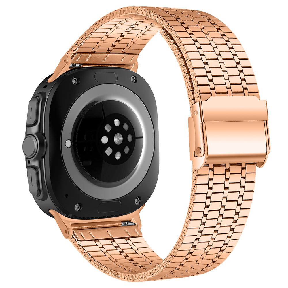 

Watch Band for Samsung Galaxy Watch8 44mm/40mm/Watch8 Classic 46mm 7-Beads Electroplated Stainless Steel Strap Rose Gold