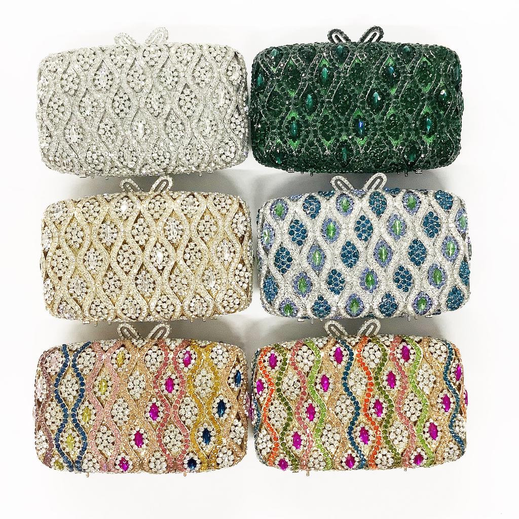 Diamond Evening Clutches Purses Yello/Blue/Green/Red Wedding Purse Crystal Handbags Rhinestone Formal Bag Lady Party Dinner