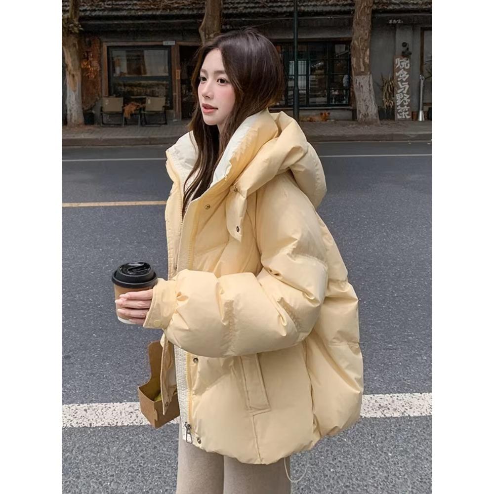 Women Short Cotton Coat Loose Fit Thickened Petite Cotton Jacket Cold Protection Bread Parkas