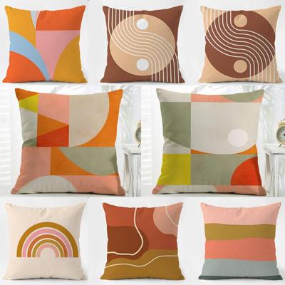 Calm Stylish Morandi Geometric Abstraction Cushion Cover Washable Linen Pillowcase Soft For Daily Sofa Bed Home Room Decor