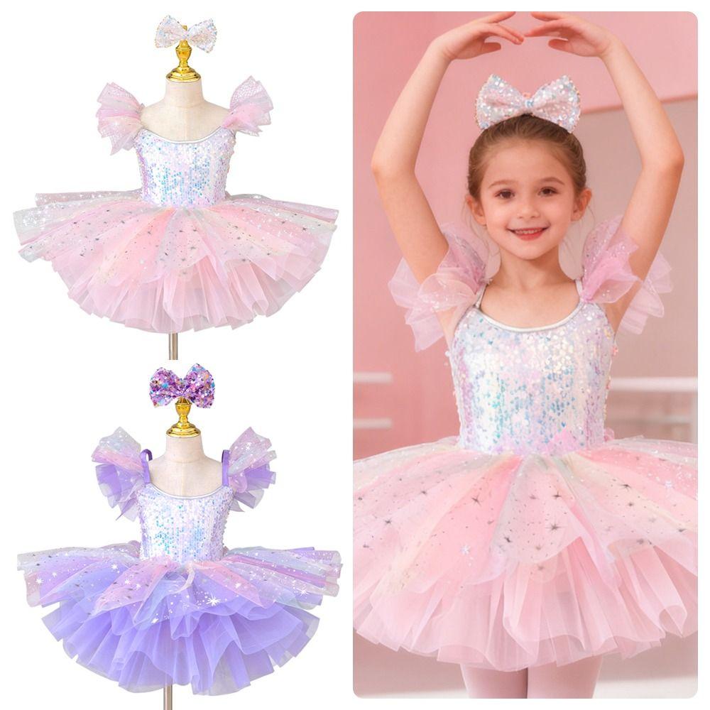 Fashion Sequin Kids Ballet Dress Modern Party Dress Ballet Tutu Puffy Dance Costumes Kids Girls