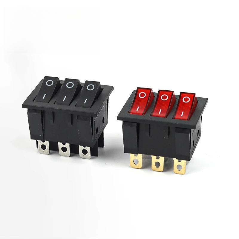 

1PCS KCD3 40.3X33.3mm 9 Pin 2 Position Power Rocker Switch With Red Ligh 3 Way Black Triple Switch ON-OFF/ON-ON 16A/30A 250VAC 1PCS