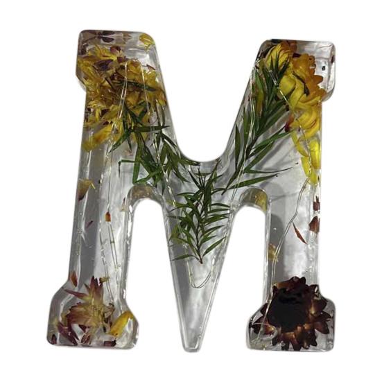 

Цветочный смоляной ночник, прессованные цветы ручной работы в смоляных буквах, лампа, настольный декор, светящиеся цветочные буквы, подарок для мамы, жены M