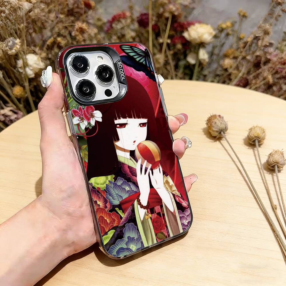

Jigoku Shoujo Ai Enma Phone Case For iPhone 17,16,15,14,13,12,11 Plus,Pro Max,XS,Colored Silver Plated Inside Cover iPhone16Plus