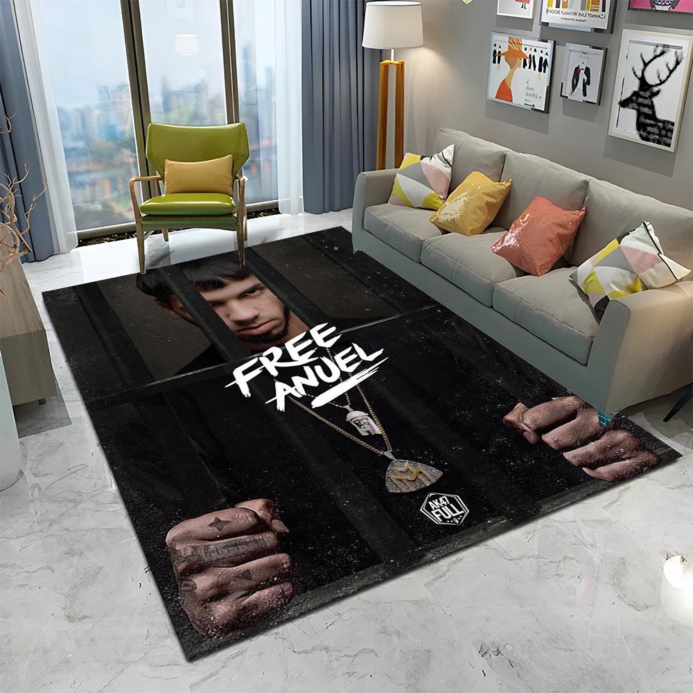 Free Anuel AA Rapper Hip Hop Singer Carpet Rug for Home Living Room Bedroom Sofa Doormat Decor,kids Area Rug Non-slip Floor Mat
