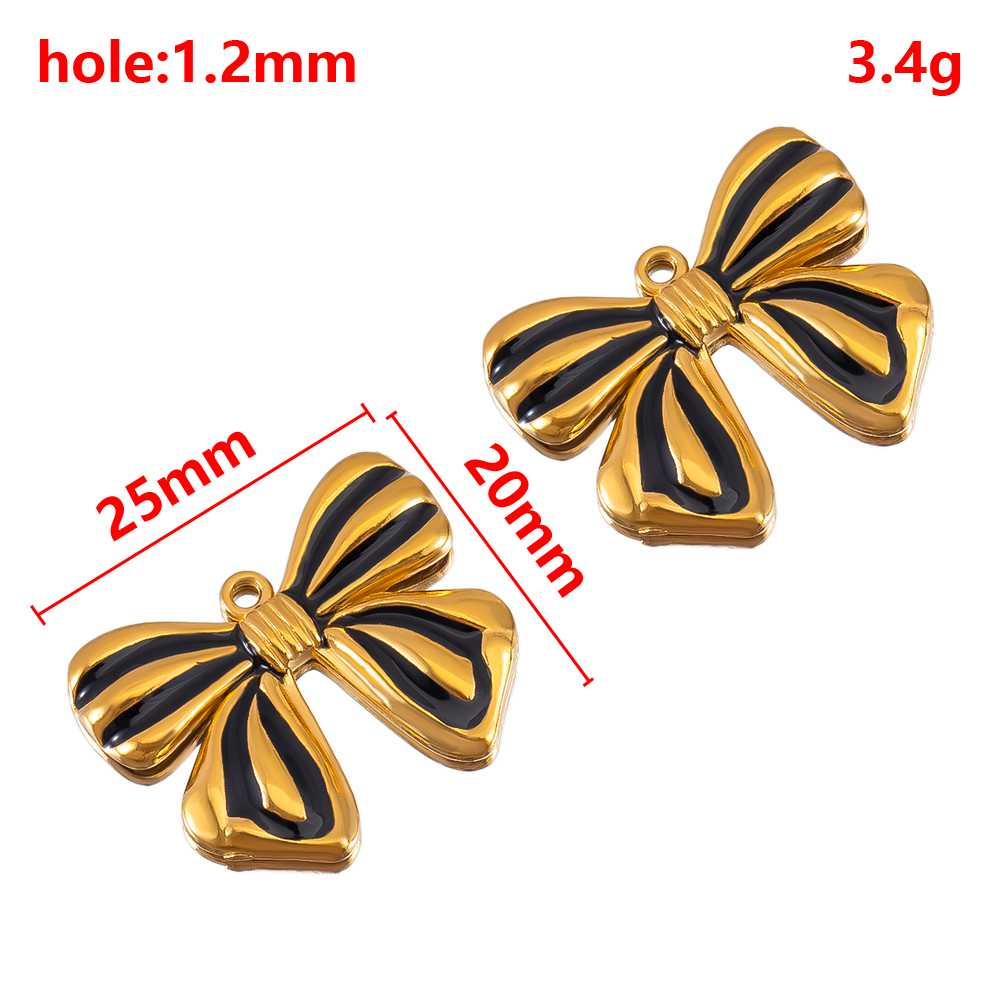 2pcs Stainless Steel Cartoon Enamel Bowknot Red Black High Heel Bone Pendant Necklace Earring Heart Charms Craft Jewelry Making