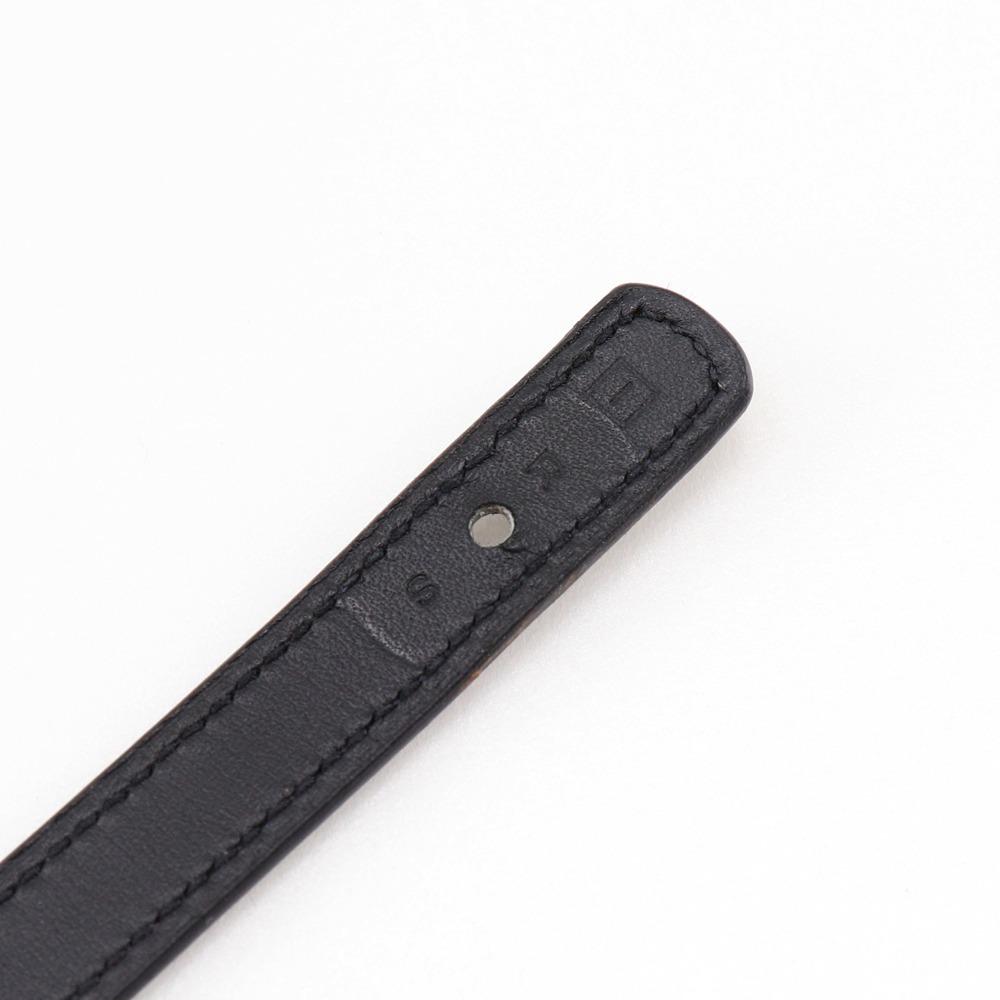 HERMES serie looping Bracelet Black / orange/Silver leather 15.1g Women Used