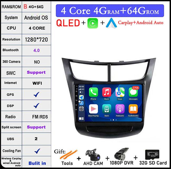 9'' For Chevrolet Sail Aveo 2015 - 2019 Android 14 Car Radio Carplay GPS Navigation Video Stereo Multimedia Player 5G Wifi