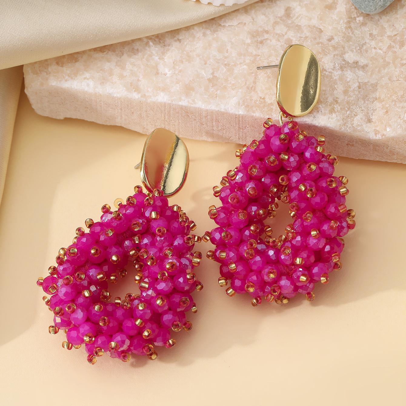 

INKDEW Big Drop Earrings For Women Small And Big Beads Handmade Crystal Earrings Statement Jewelry Fashion Jewelry EA067