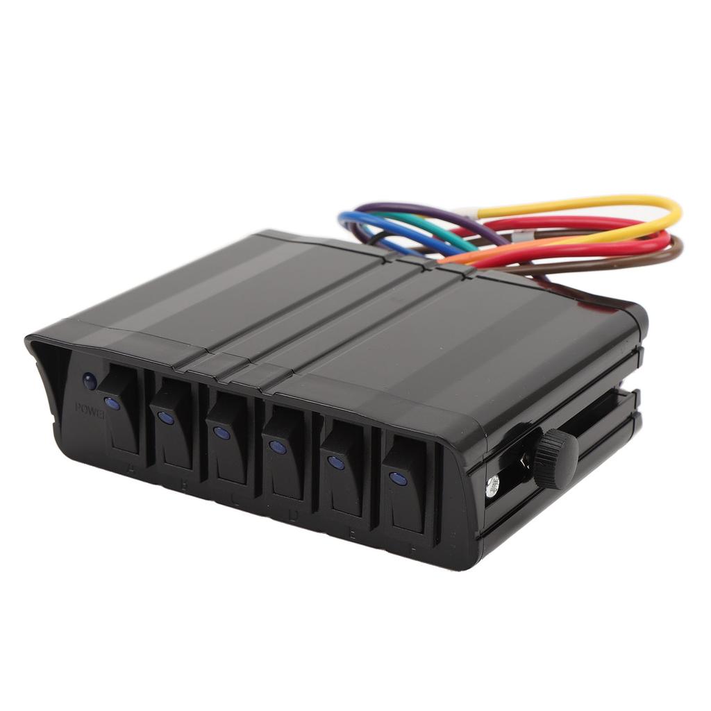 6 Gang Rocker Switch Box DC12V 40A Blue Light Multifunctional Universal Fit for Automotive Cars Vehicles Boats RVs SUVs