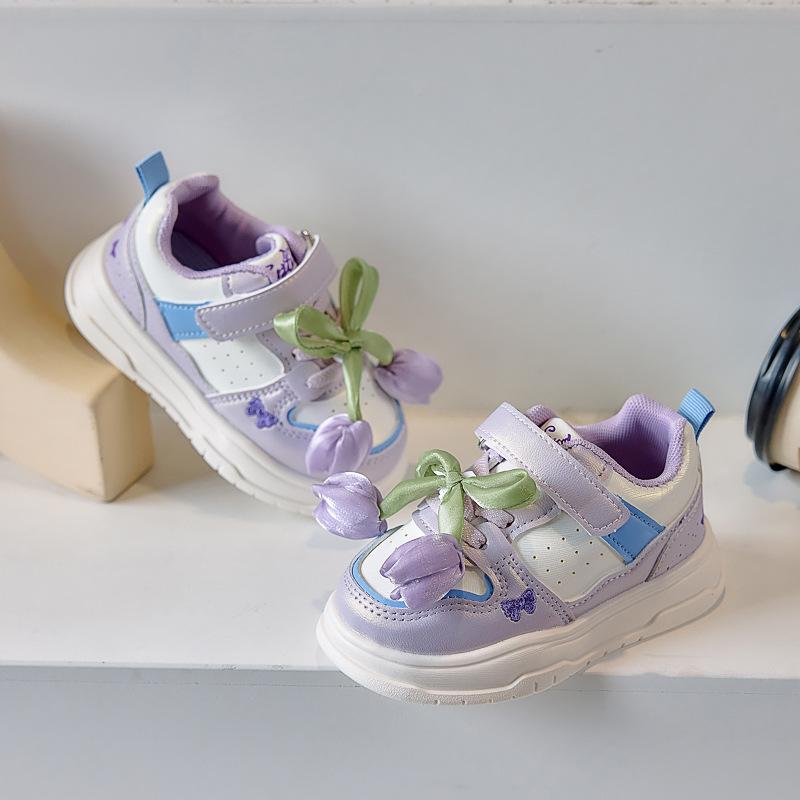 

2025 autumn new tulip girl princess single shoes fashionable versatile flower board shoes soft sole light sports shoes 22