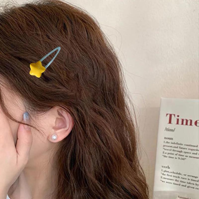 Cartoon Bright Blue and Yellow Star Bb Hair Clips, Cute Ins Style, Sweet and Girlish, Simple Side Bangs Hair Clips