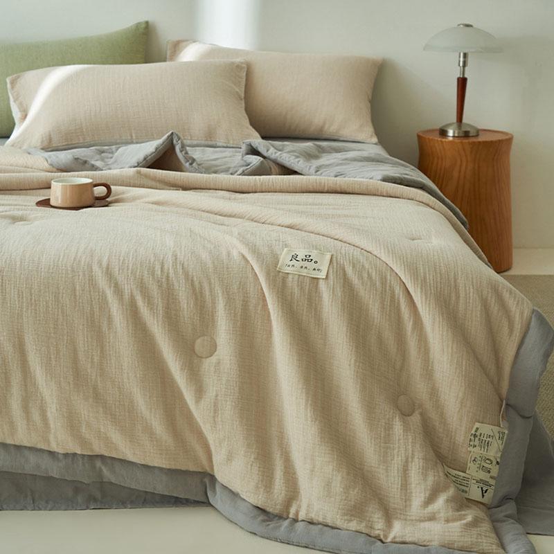 Japanese Double-Layer Yarn Summer Quilt High-Quality Two-Tone Soybean Thin Quilt Skin-Friendly Cooling Comfort for Single Double