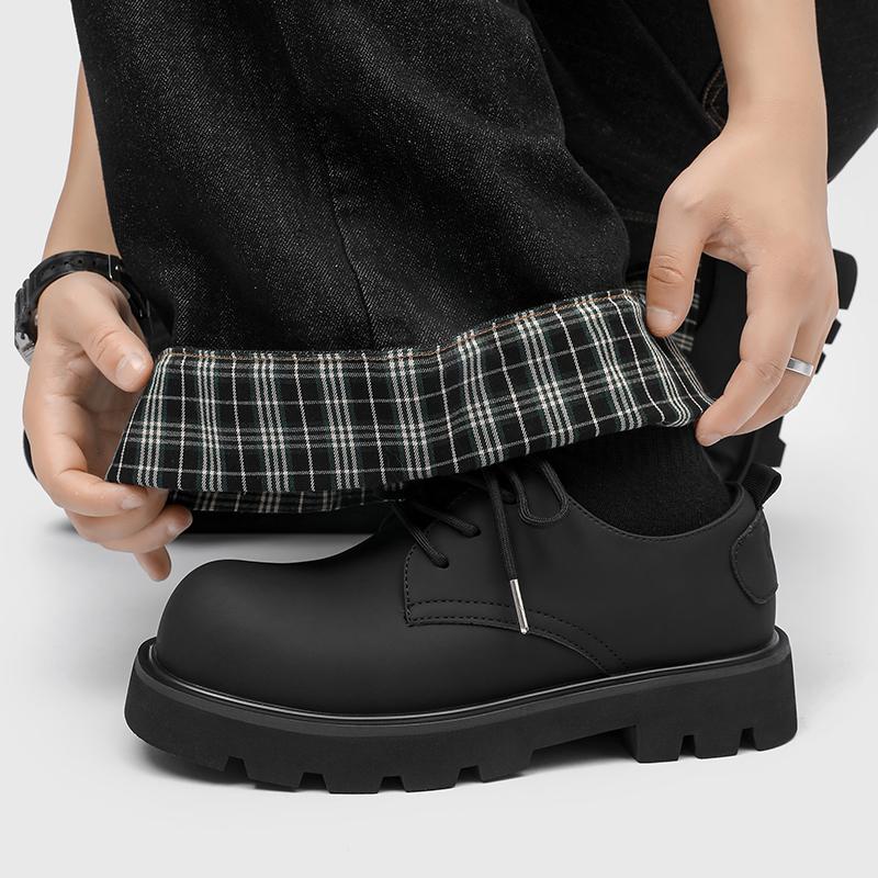 Casual lace up men's leather shoes Retro and minimalist styles Leisure Business High quality Derby shoes Thick bottom versatile