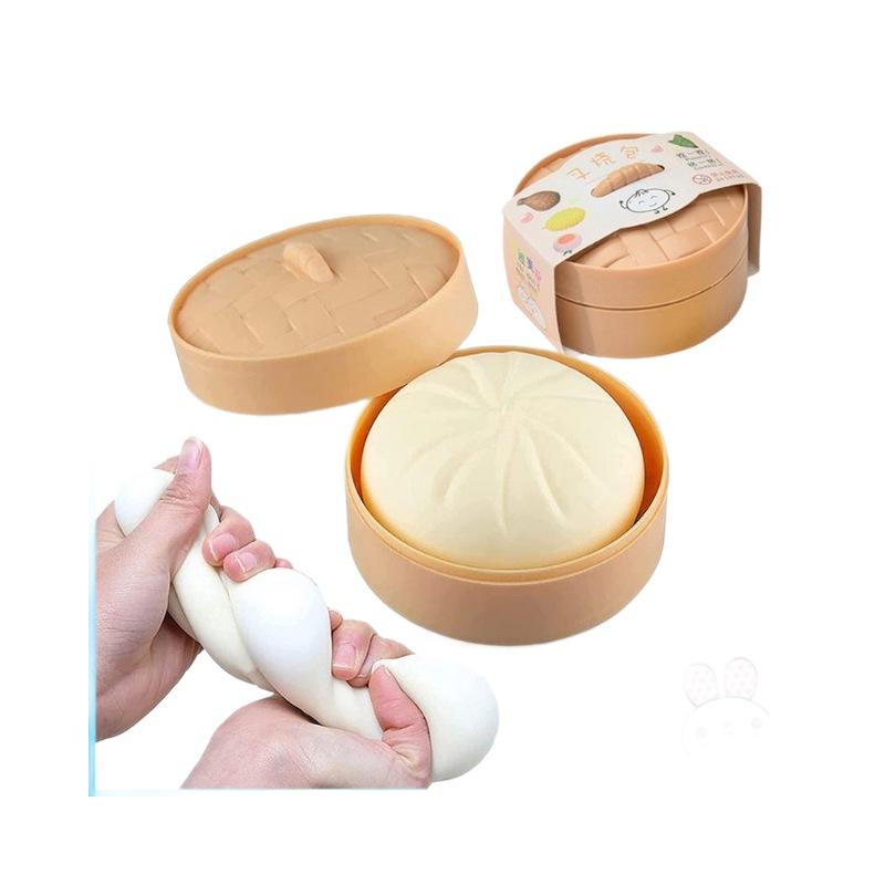 Cute Bao Bun Dumpling Squishy Slime Stress Relief Toys Non-Stick Clear Glitter Slime Stress Ball Fidget Toy For Kids Party Favor