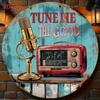 Vintage Metal Wall Art Radio Decor Rustic Round Sign