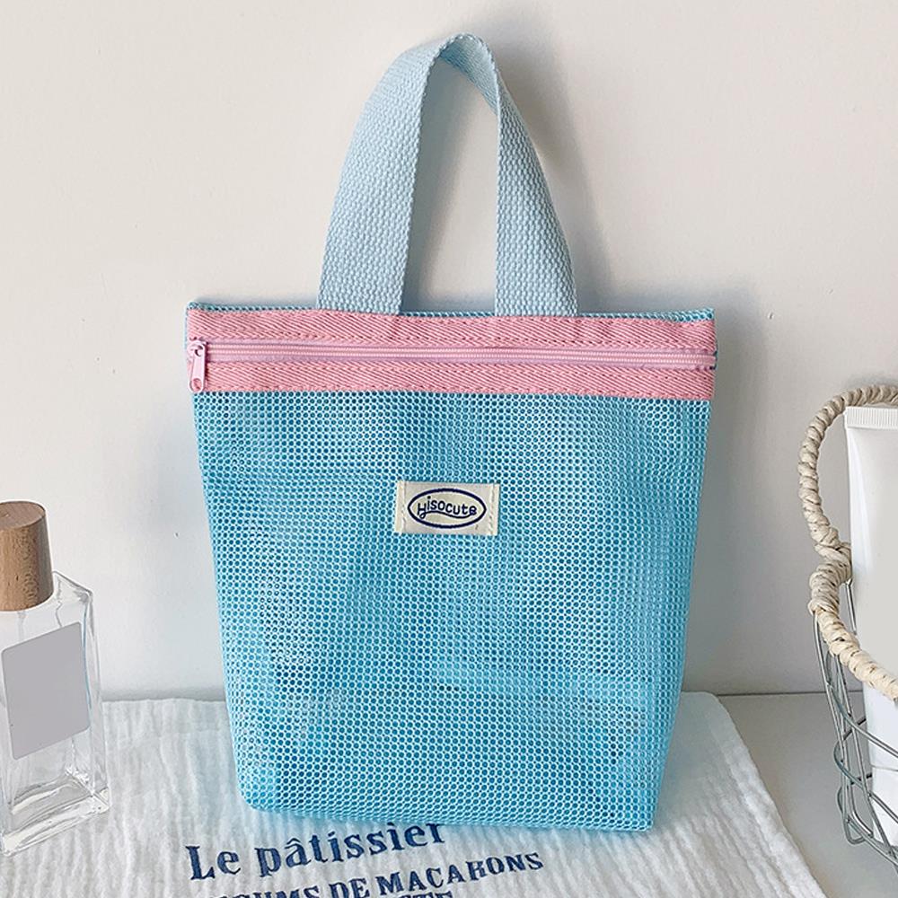 Mesh Makeup Toiletry Storage Bags Portable Travel Makeup Handbags Shower Tools Organizer Hanging Cosmetic Organizer Pouch