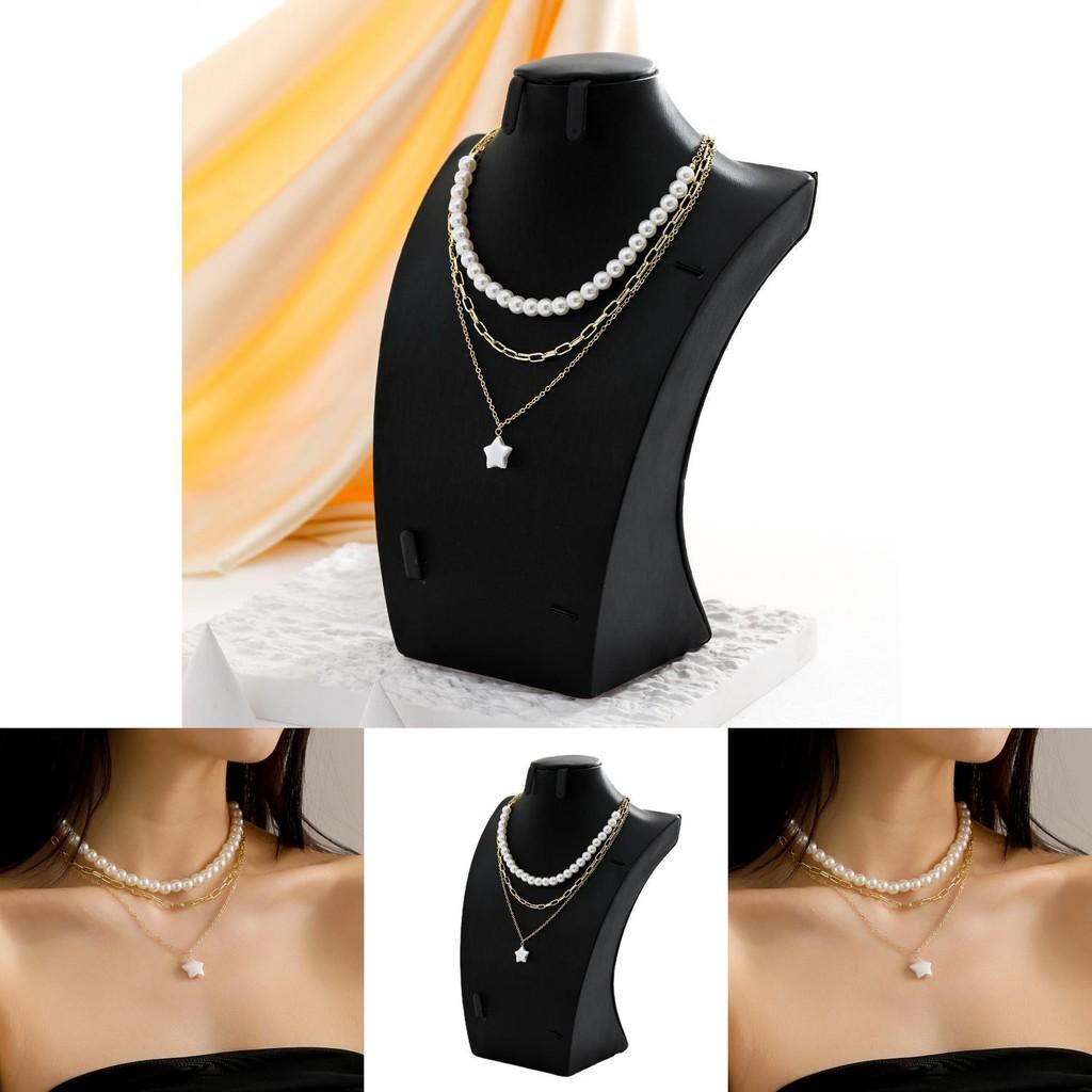 Contemporary Five-point Star Necklace With Dazzling Pearl Beads For Fashion-forward Women