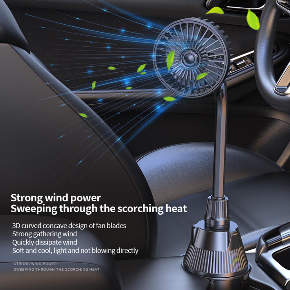 USB Car Cup Holder Fan 3 Speeds Auto Water Cup Holder Fan Adjustable Portable Car Cooling Fan Auto Interior Accessories