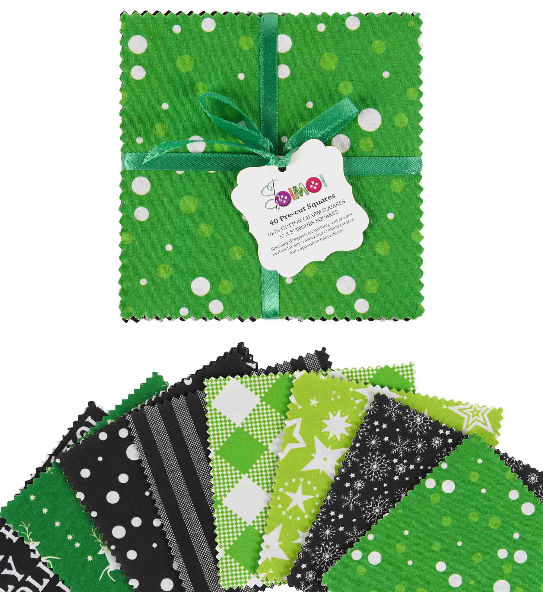 

Soimoi Christmas Theme Print Precut 5-inch Cotton Fabric Quilting Squares Charm Pack DIY Patchwork Sewing 5x5 зелёный