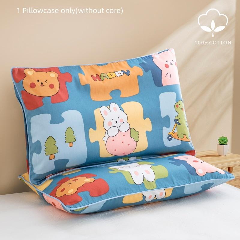 1pc Cotton Sateen Cute Ins Baby Pillowcase Student Dormitory Pillowcase With Zipper Cotton Pillowcase 30x50cm