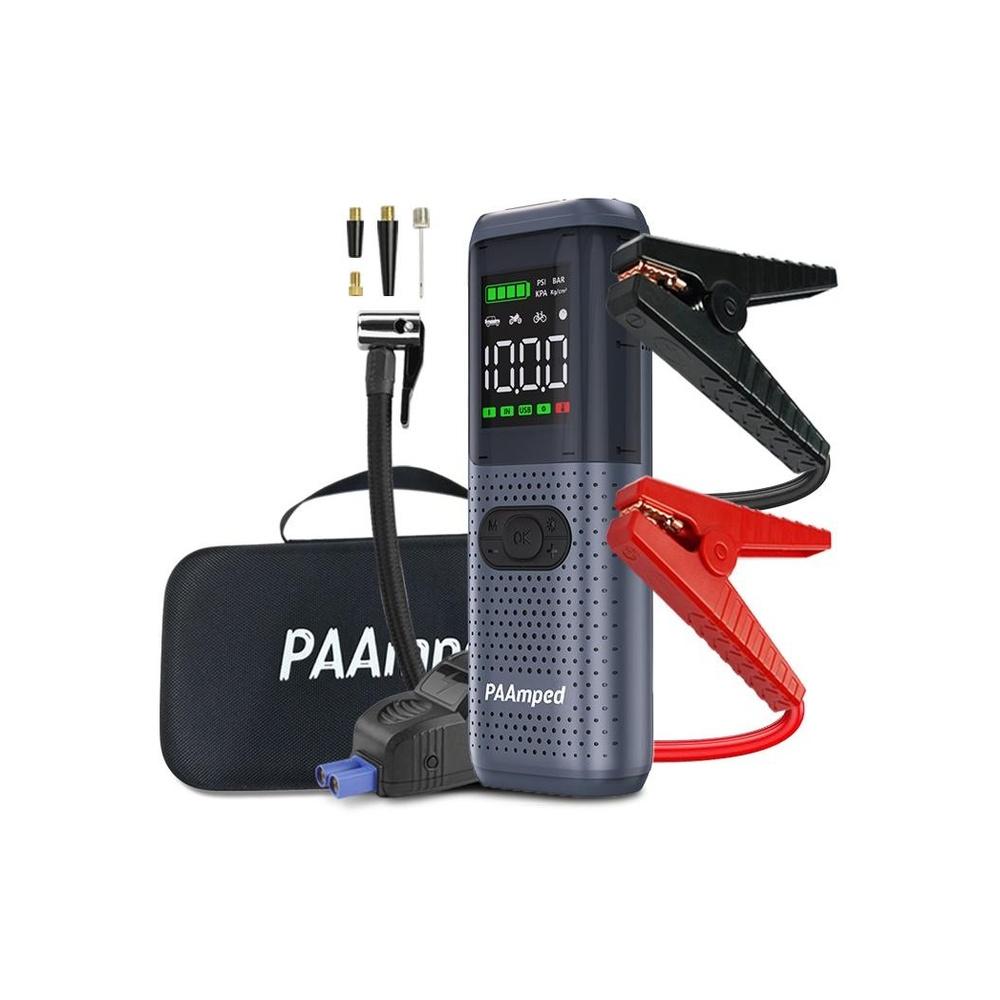 [Premium] Starthilfegerät mit Luftkompressor 2500A 12V 150PSI 81,4Wh Autobatterie Starthilfe für alle Benzinautos 8,0L Diesel Smart Jumper mit Display und Notfall