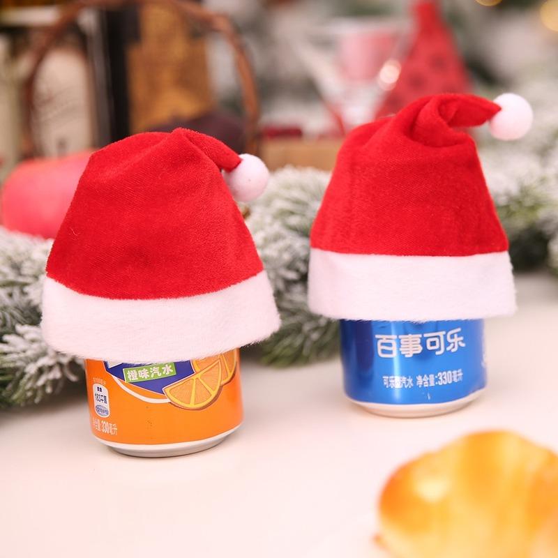 3pcs/Set Mini Christmas Hat Santa Claus Hat Xmas Apple bag Wine Bottle Caps Christmas Gift Caps for New Year Tree Ornament Decor