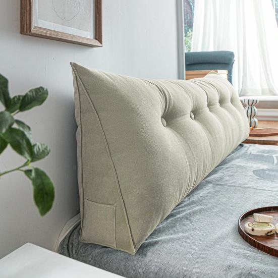 Headboard Wedge Pillow Triangular Headboard Cushion With Side Pocket Bed Bolster Pillow
