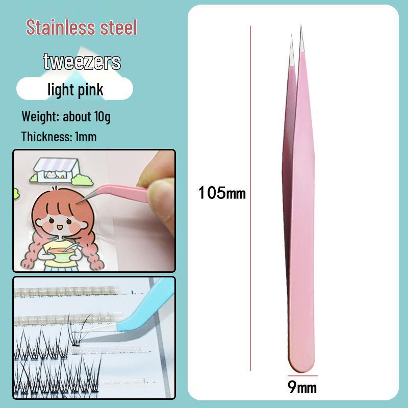 Colorful Stainless Steel Curved Tweezers for False Eyelashes and Planner Clips