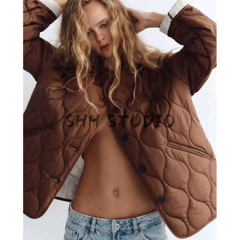 Spring New Women's Clothing Fashion Style Single Breasted Minimalist Easiest for Match round Neck Long Sleeves Cotton Coat Jacket 1255706