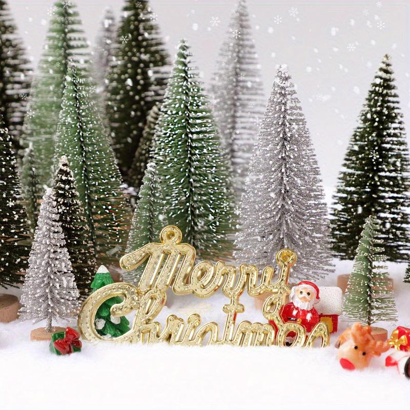 15pcs/bag Artificial Bottle Brush Tree Mini Sisal Snow Frost Trees Christmas Tree